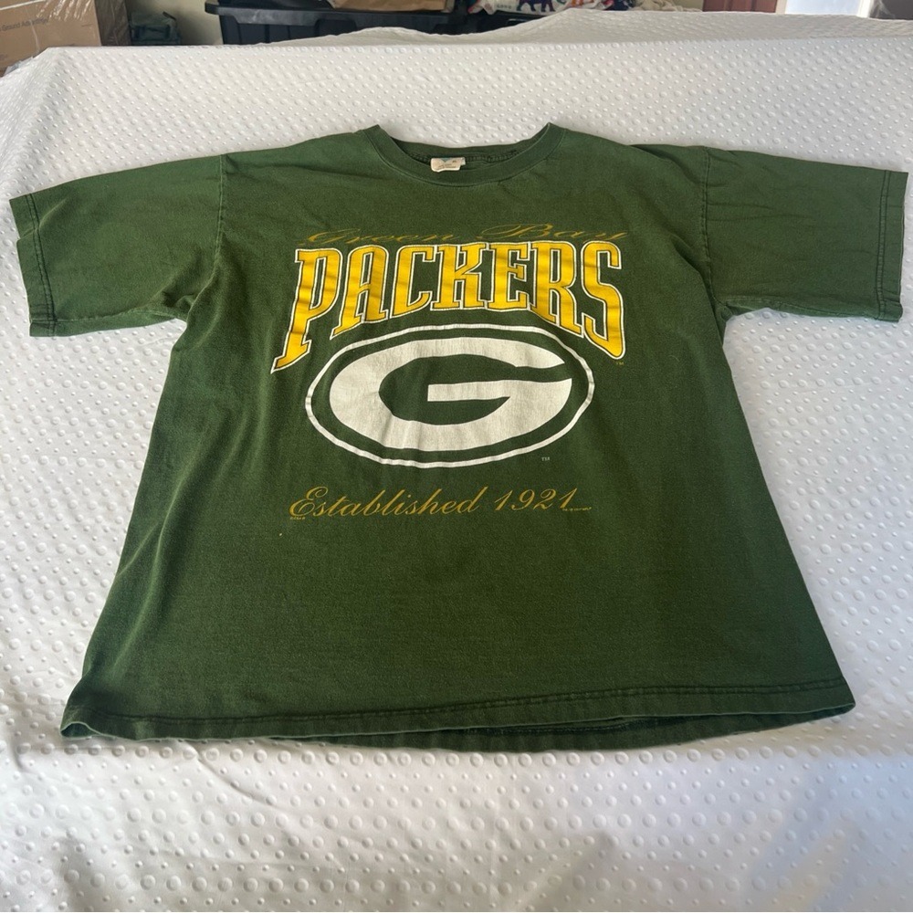 Team Champ Green Bay Packers T-Shirt Mens XL Green Vintage 90s NFL Graphic Tee